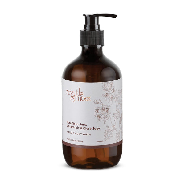 Hand & Body Wash 500ml | Rose Geranium-Myrtle & Moss-magnolia | home