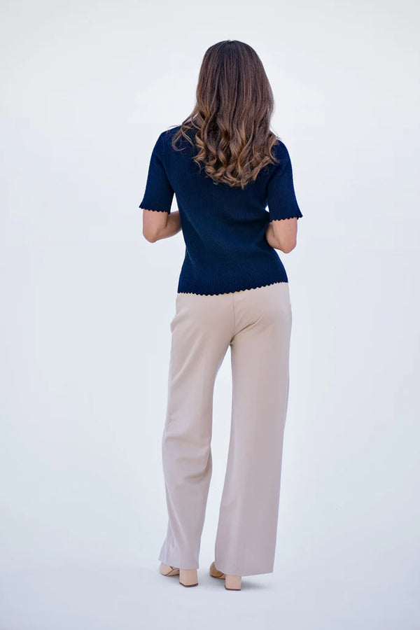 NAVY SCALLOP SHIRT