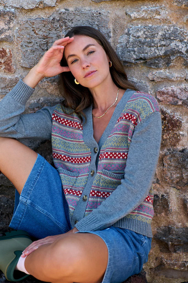 CHARCOAL FAIRISLE CARDIGAN