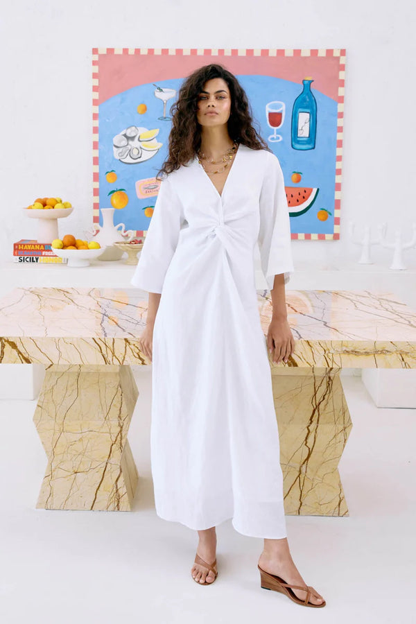 MIRAMAR TWIST MAXI DRESS WHITE
