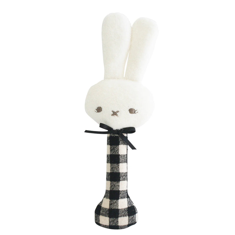 BUNNY STICK RATTLE BLK CHECK
