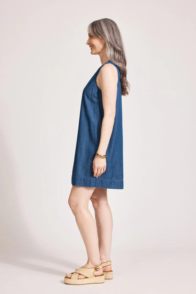 MELENIA DENIM TANK DRESS INDIGO