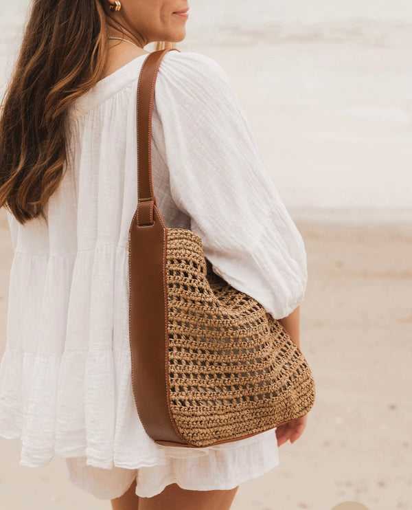 LOUISA SHOULDER BAG NAT/TAN