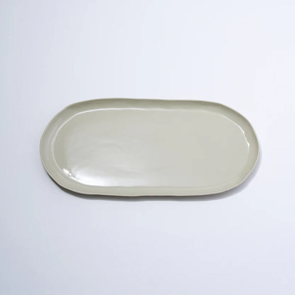 CLOUD OVAL PLATE CHALK L