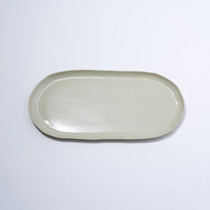 CLOUD OVAL PLATE CHALK L