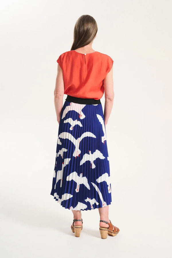 FLOCK PLEATED SKIRT BLUE