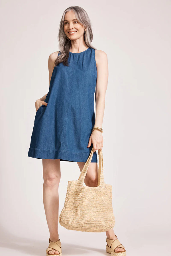MELENIA DENIM TANK DRESS INDIGO