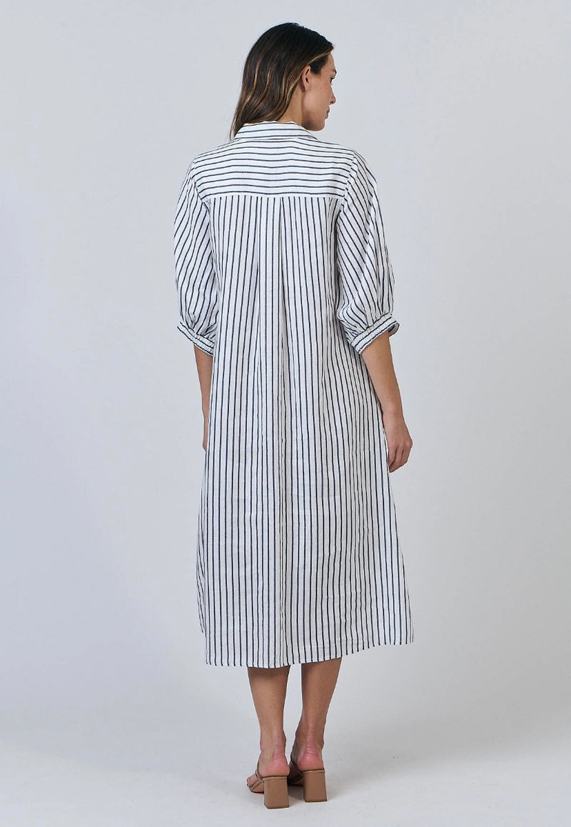BLUE STRIPE SHIRT DRESS