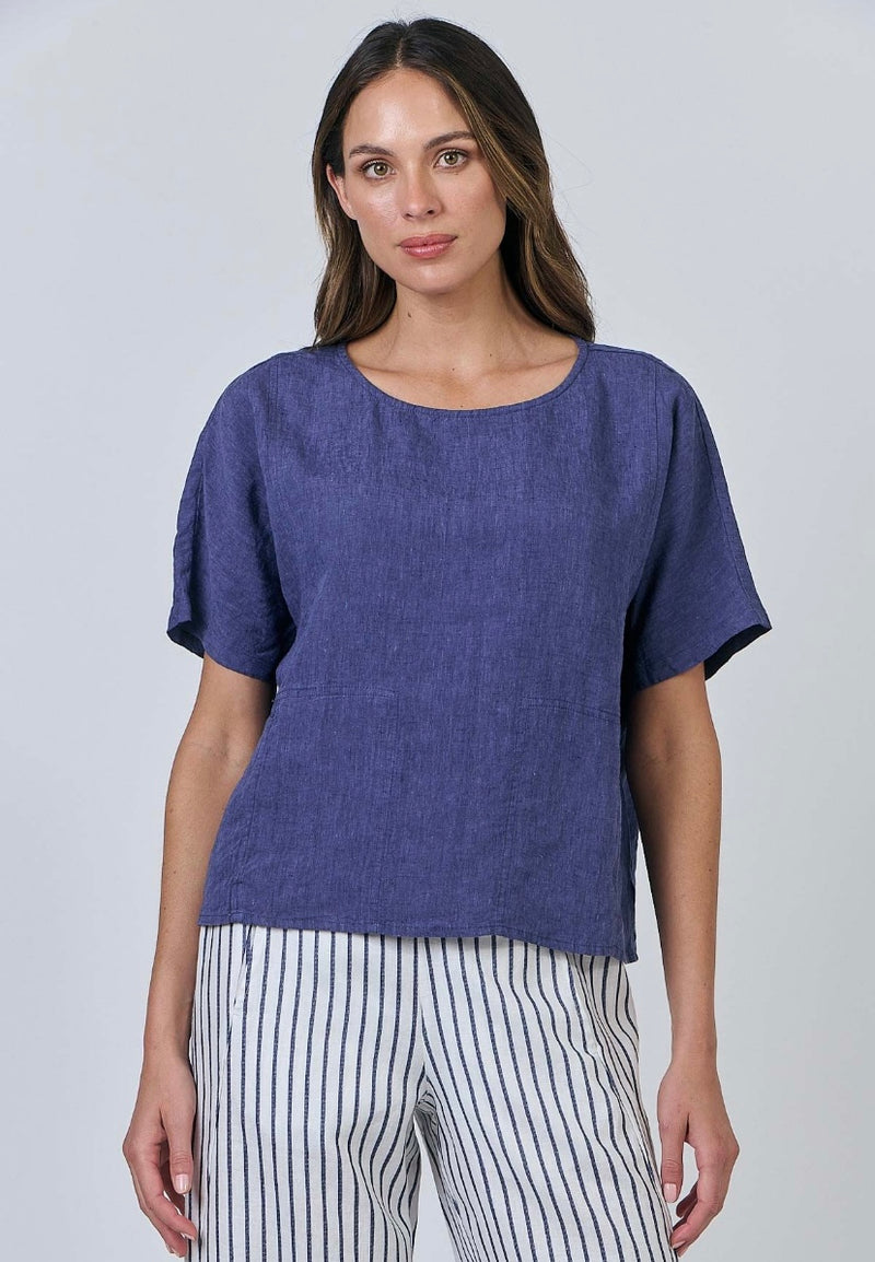 BLUEBERRY LINEN TOP