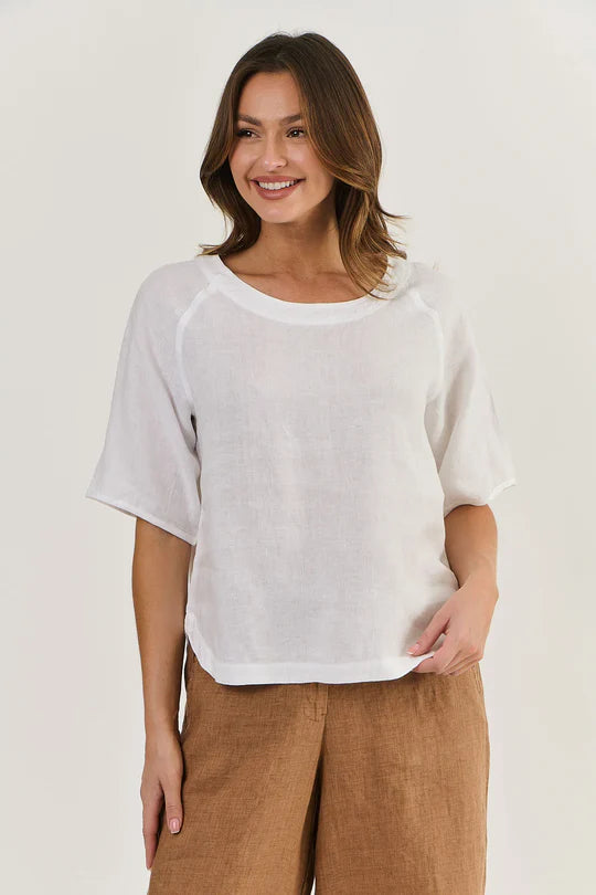 GA391 LINEN TOP WHITE