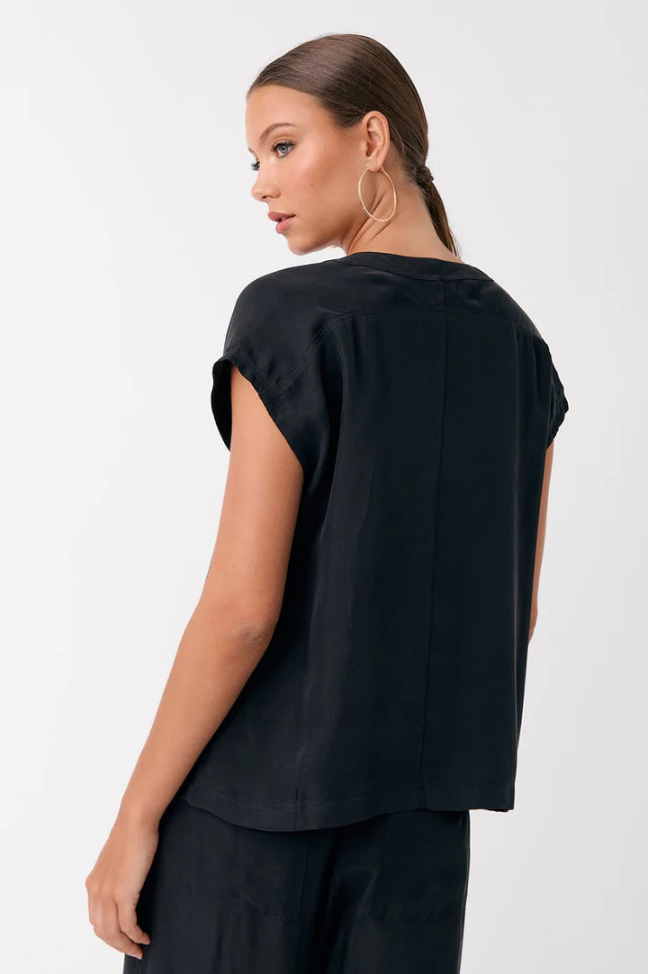 KARINA CUPRO V NECK TOP