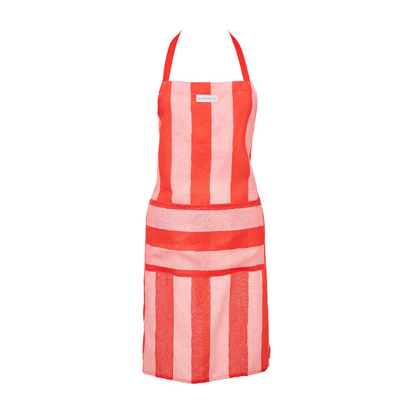 LINEN APRON RED STRIPE