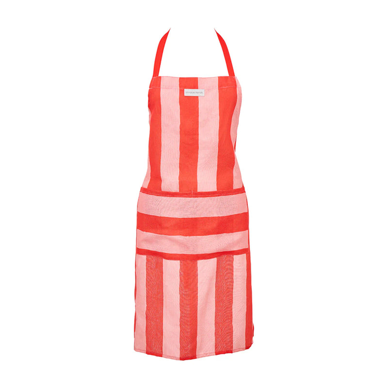 LINEN APRON RED STRIPE