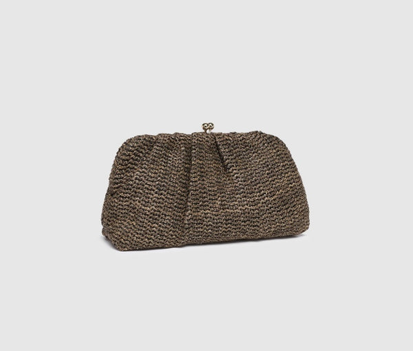 GOLDIE CLUTCH RAFFIA CHOC