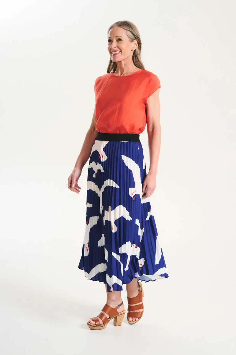 FLOCK PLEATED SKIRT BLUE