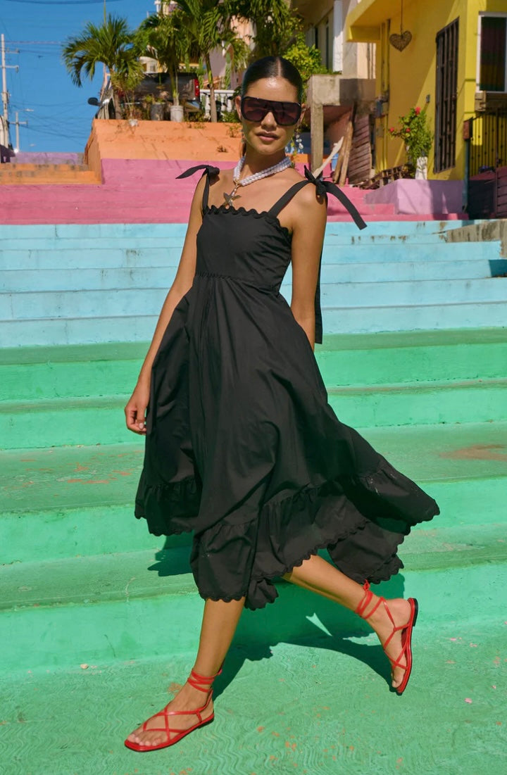 BRASILIA TIE MAXI DRESS EBONY