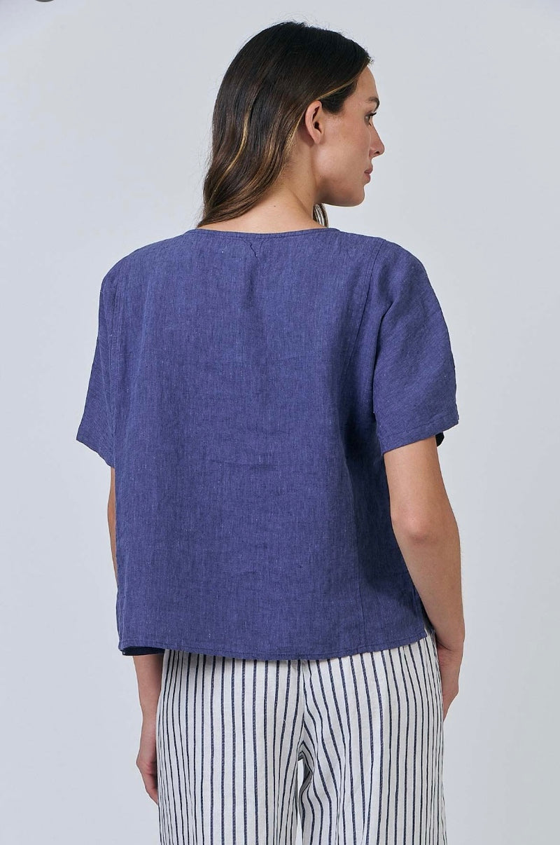 BLUEBERRY LINEN TOP