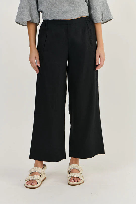 GA398 LINEN PANTS BLACK