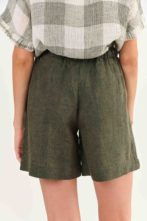 GA477 LINEN SHORTS LICORICE