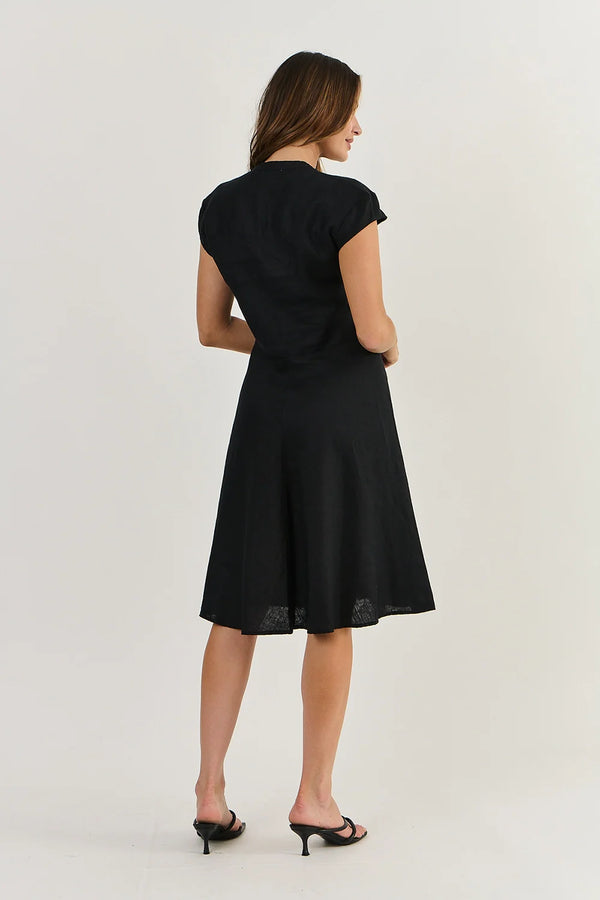 GA521 LINEN DRESS BLACK