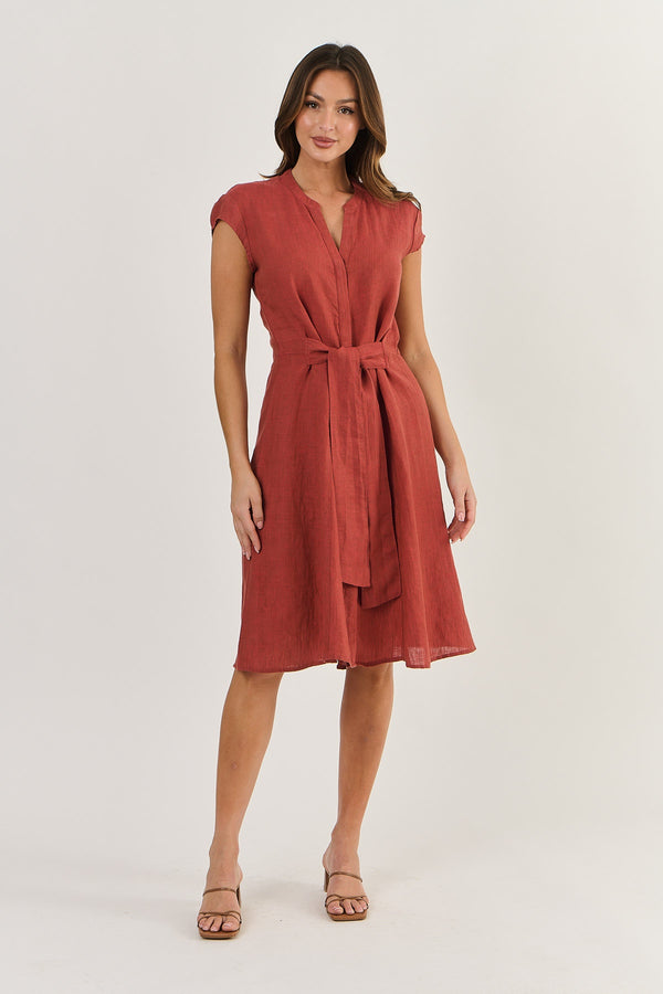 LINEN DRESS CEDAR