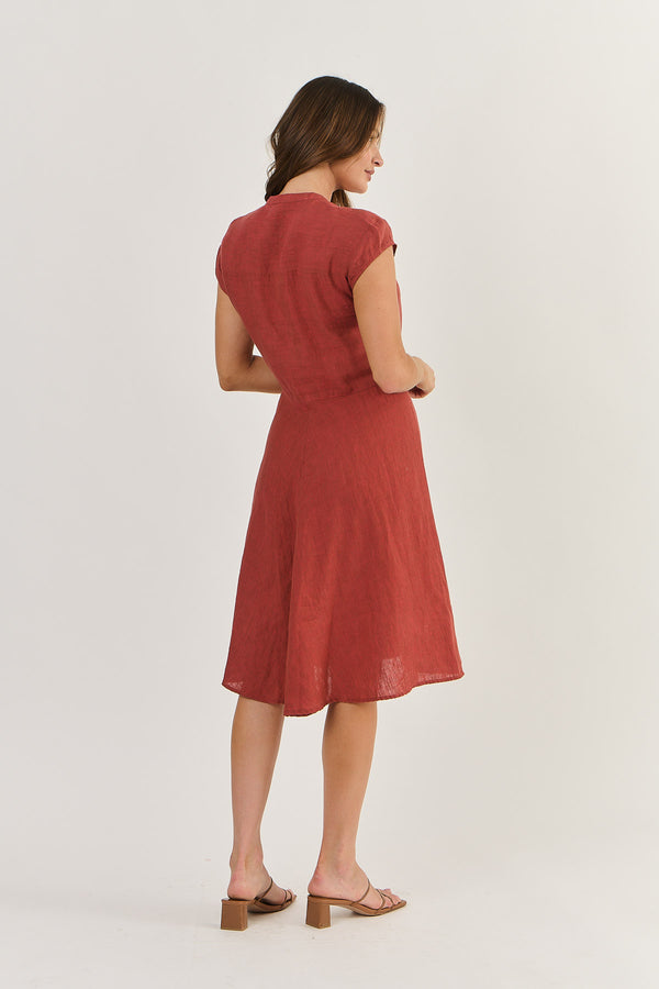 LINEN DRESS CEDAR