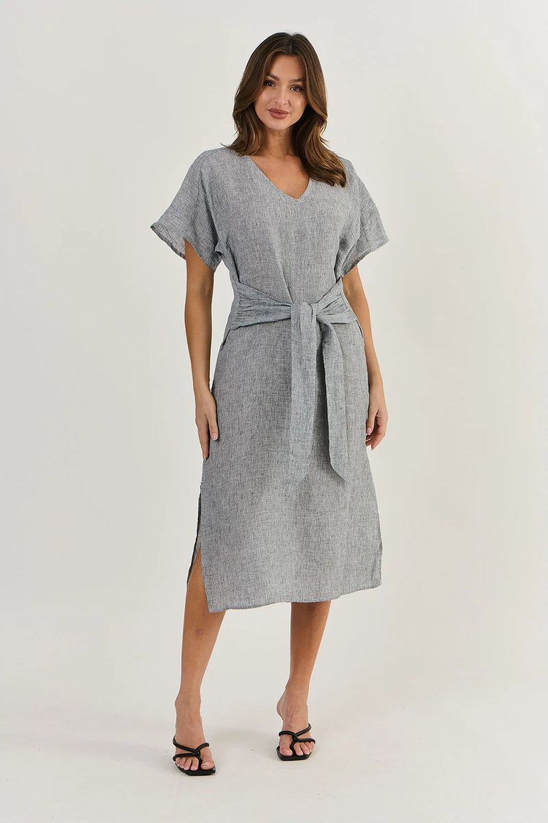 GA522 LINEN DRESS BLACK GAUZE