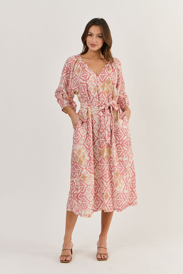 LINEN DRESS IKAT