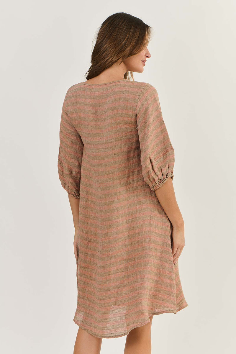 LINEN DRESS BRICK