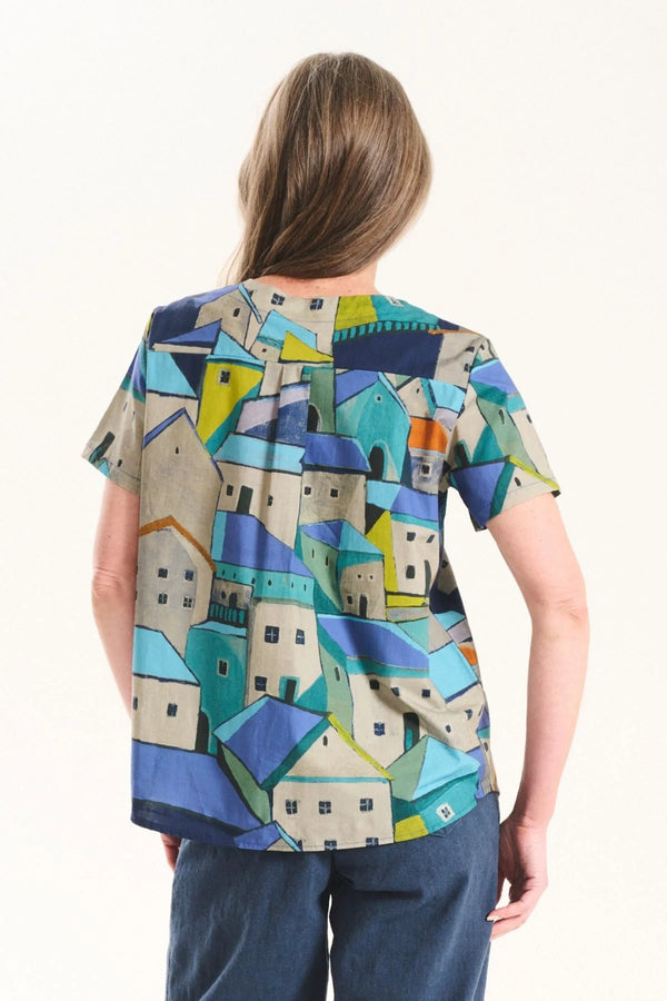 PUEBLITO TOP BLUE COTTON