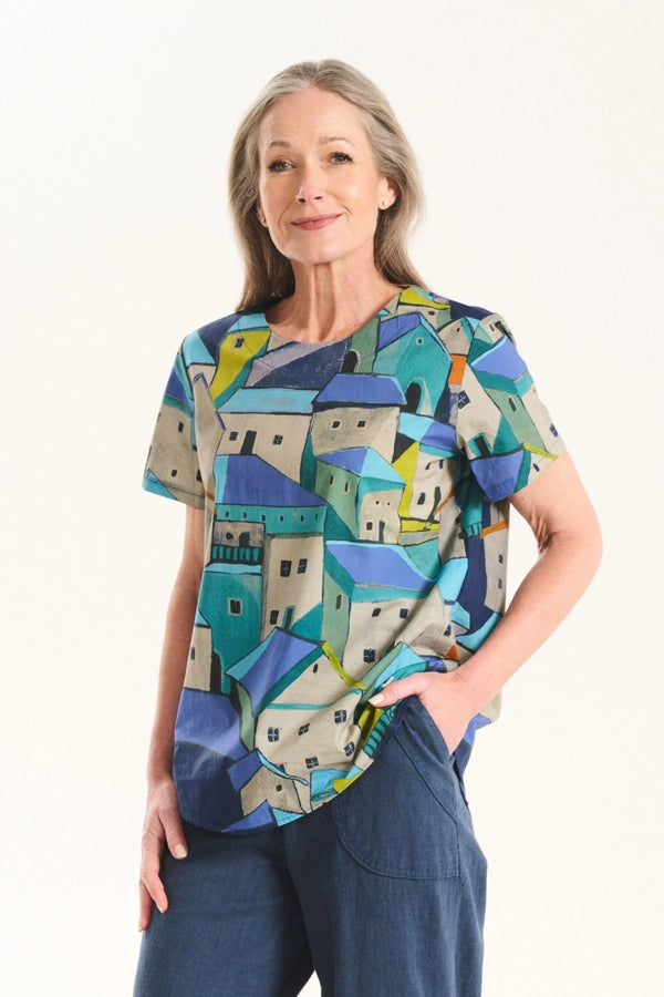 PUEBLITO TOP BLUE COTTON