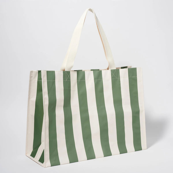 CARRYALL BEACH BAG THE VACAY OLIVE STRIPE