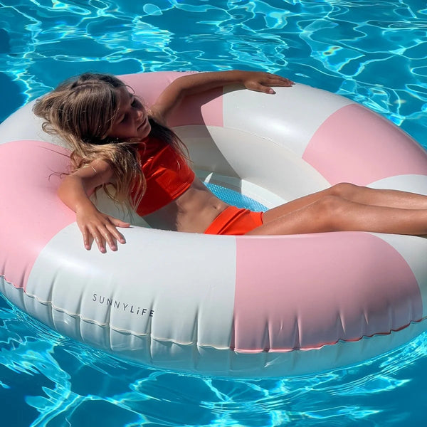 LUXE TUBE POOL RING STOLE MY HEART PINK STRIPE