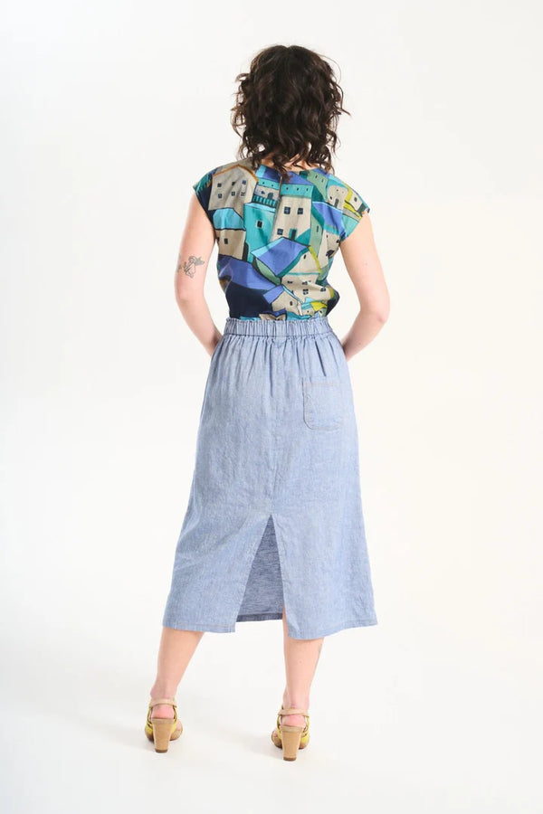 HEPBURN BEACH SKIRT DENIM BLUE