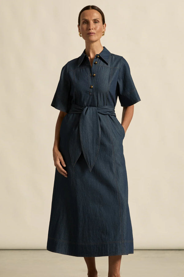 CAMEO DRESS DARK CHAMBRAY