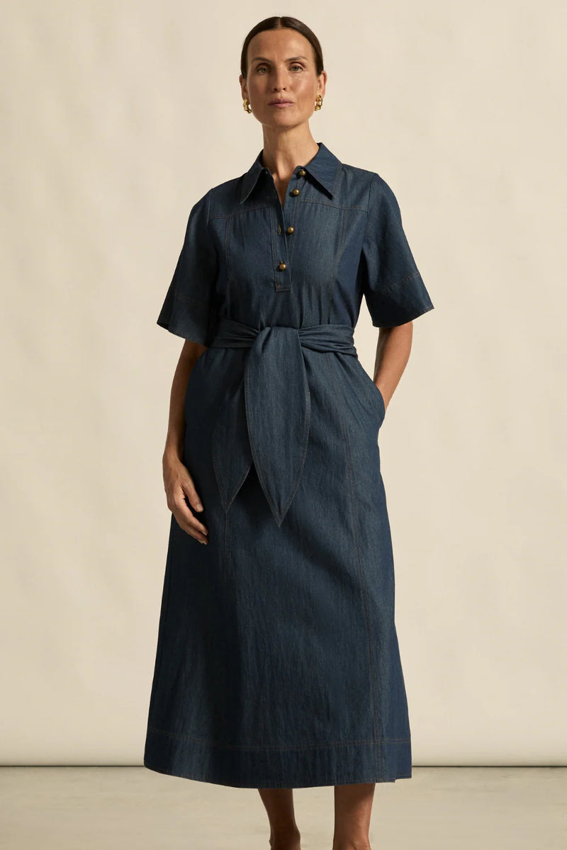 CAMEO DRESS DARK CHAMBRAY