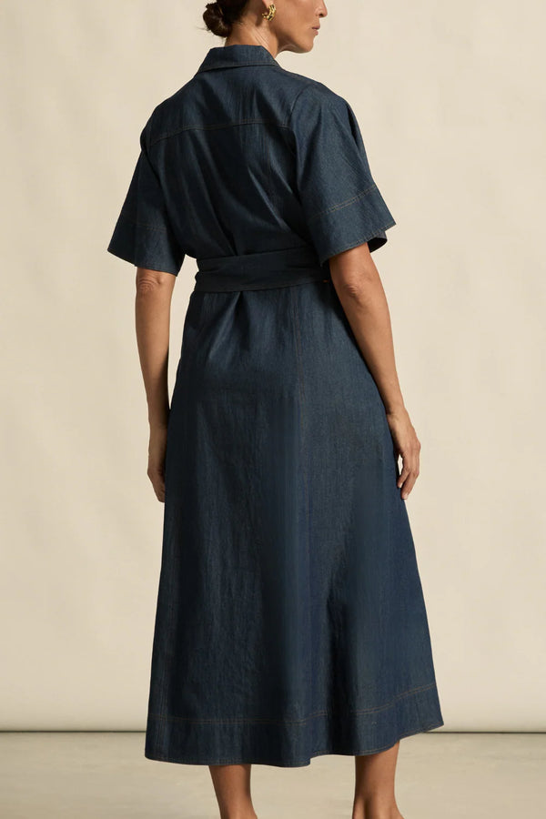 CAMEO DRESS DARK CHAMBRAY