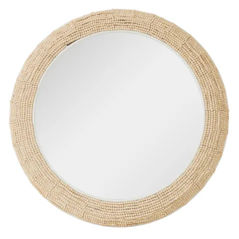 Perline Wood Bead Mirror 90cm Natural and White