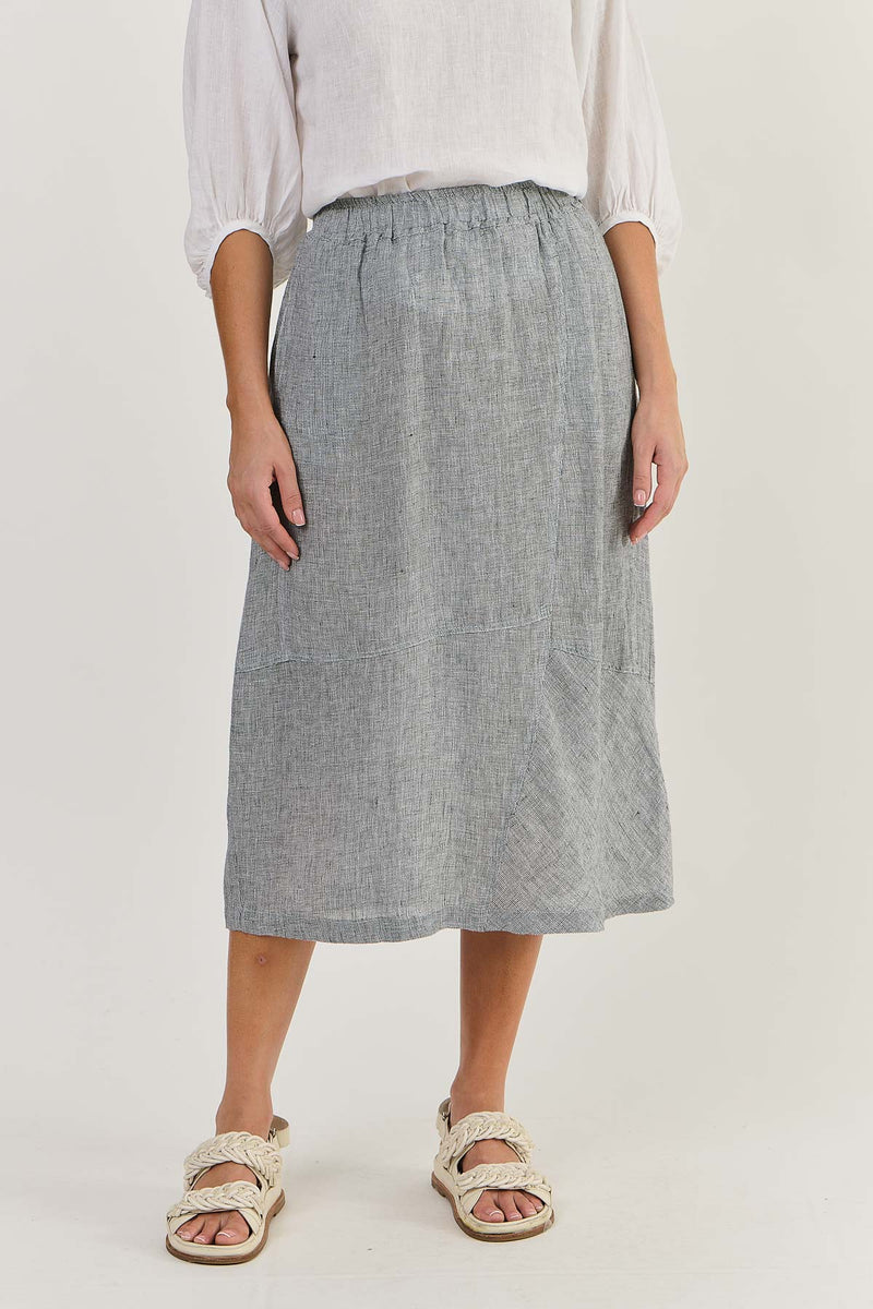 GA474 LINEN SKIRT BLACK GAUZE