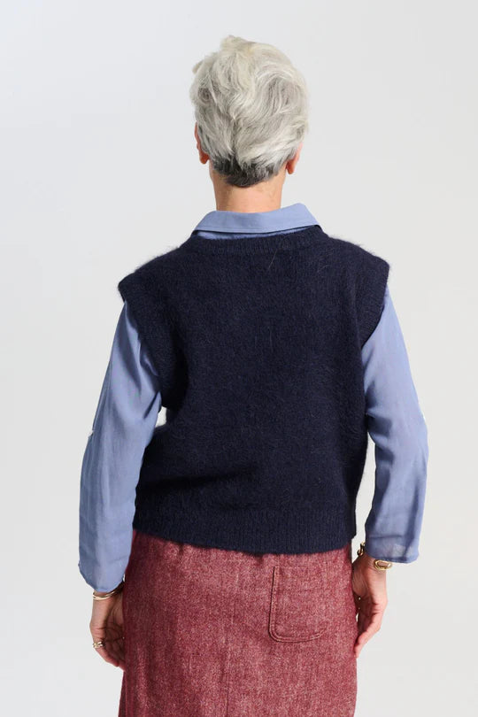 ASPEN KNIT VEST NAVY ALPACA