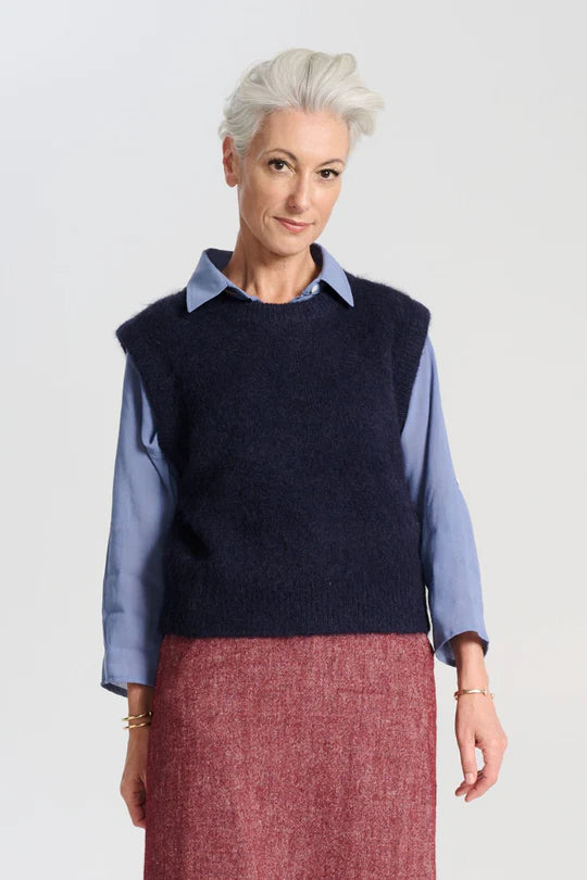 ASPEN KNIT VEST NAVY ALPACA