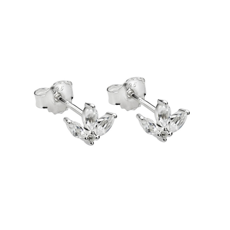 Lotus Stud Earring With White Topaz-Murkani-m a g n o l i a | home