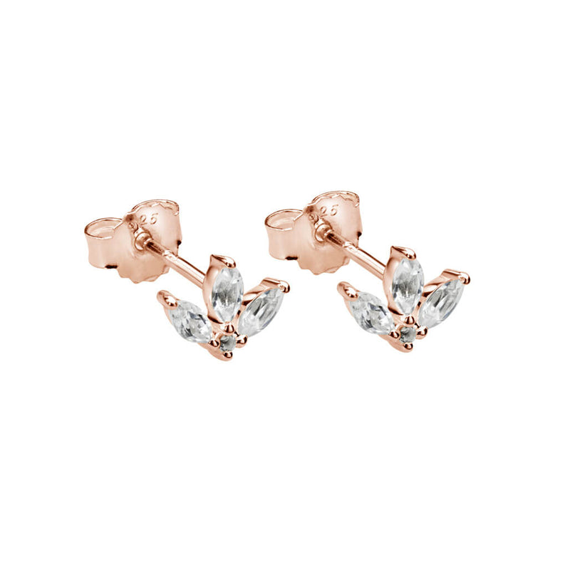 Lotus Stud Earring With White Topaz-Murkani-m a g n o l i a | home