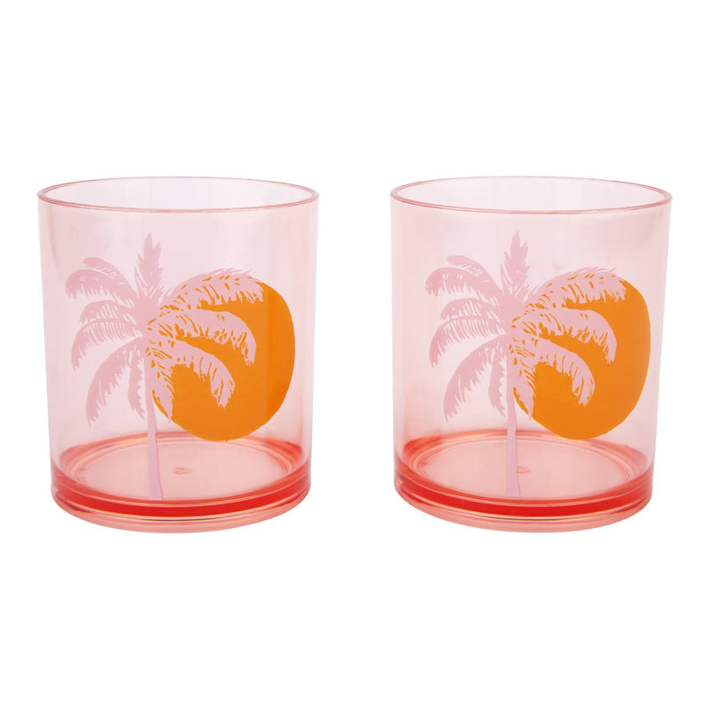 Poolside Tumblers Desert Palms | Powder Pink Set of 2