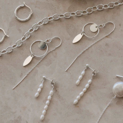 Aimee Pearl Earrings | Silver